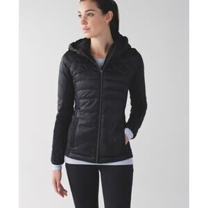 Lululemon Down For A Run Jacket  Black Full Zip Hooded Quilted size 4